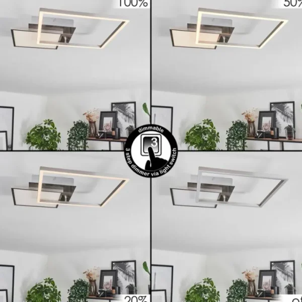 hofstein Plafonnier Wimmarp LED Chrome, Nickel mat, 1 lumière* Lampes Modernes