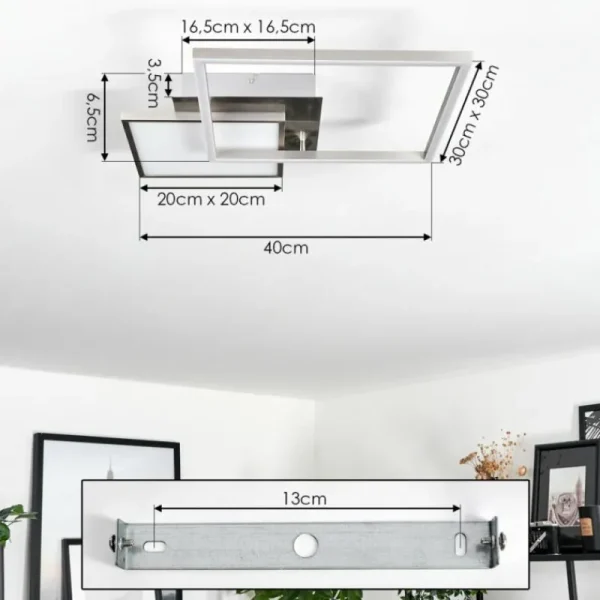 hofstein Plafonnier Wimmarp LED Chrome, Nickel mat, 1 lumière* Lampes Modernes