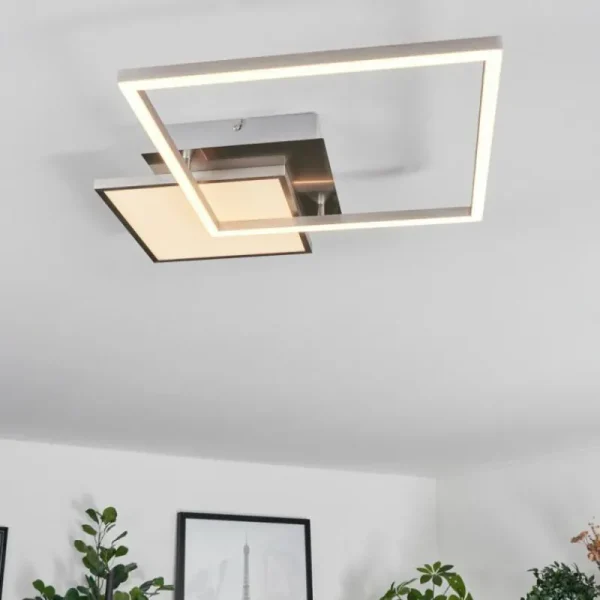 hofstein Plafonnier Wimmarp LED Chrome, Nickel mat, 1 lumière* Lampes Modernes