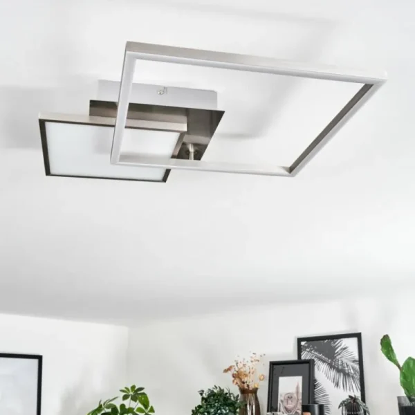 hofstein Plafonnier Wimmarp LED Chrome, Nickel mat, 1 lumière* Lampes Modernes