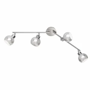 Luminaires Wofi Plafonnier Wofi FARA Argenté, 4 lumières* Lampes En Verre