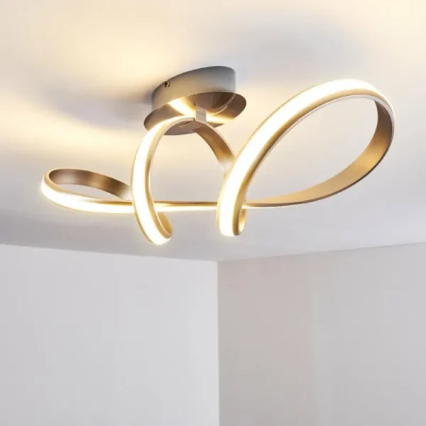 hofstein Plafonnier Woyens LED Acier brossé, 1 lumière* Lampes Modernes