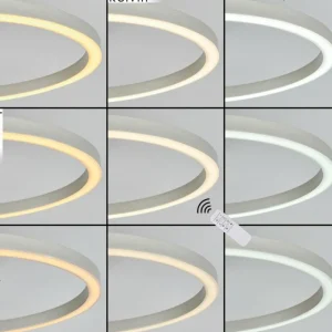hofstein Plafonnier Xena LED Nickel mat, 1 lumière, Télécommandes* Lampes Modernes