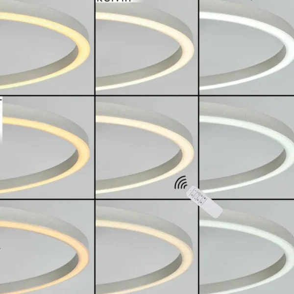 hofstein Plafonnier Xena LED Nickel mat, 1 lumière, Télécommandes* Lampes Modernes