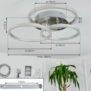 hofstein Plafonnier Xena LED Nickel mat, 1 lumière, Télécommandes* Lampes Modernes