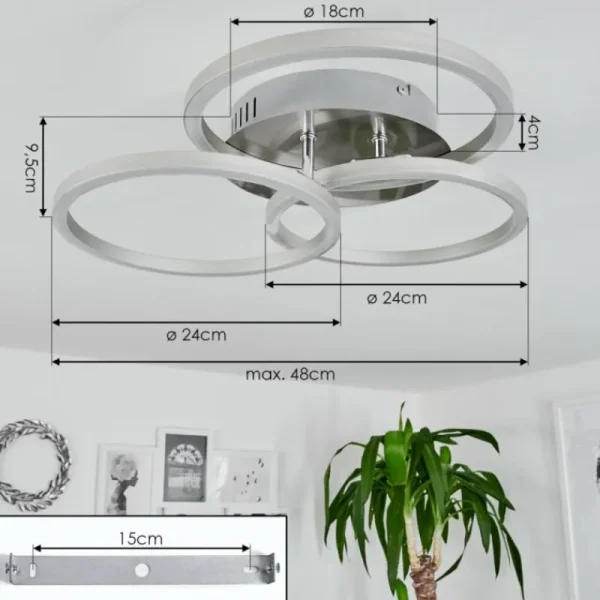 hofstein Plafonnier Xena LED Nickel mat, 1 lumière, Télécommandes* Lampes Modernes