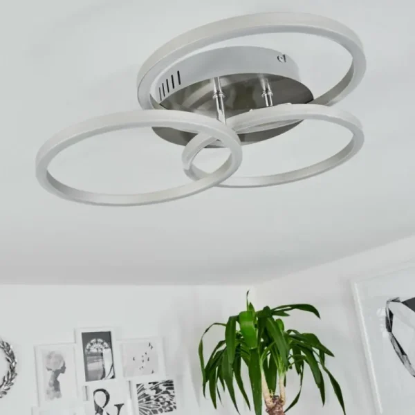 hofstein Plafonnier Xena LED Nickel mat, 1 lumière, Télécommandes* Lampes Modernes