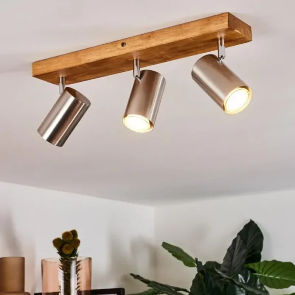 hofstein Plafonnier Zuoz Bois clair, 3 lumières* Lampes Modernes
