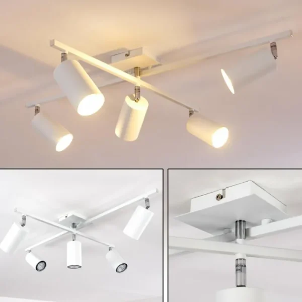 hofstein Plafonnier Zuoz Chrome, Blanc, 5 lumières* Lampes Modernes