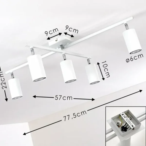 hofstein Plafonnier Zuoz Chrome, Blanc, 5 lumières* Lampes Modernes