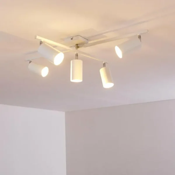 hofstein Plafonnier Zuoz Chrome, Blanc, 5 lumières* Lampes Modernes