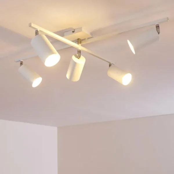 hofstein Plafonnier Zuoz Chrome, Blanc, 5 lumières* Lampes Modernes