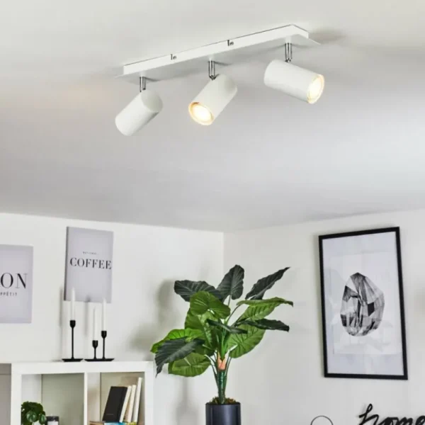 hofstein Plafonnier Zuoz Chrome, Blanc, 3 lumières* Lampes Modernes