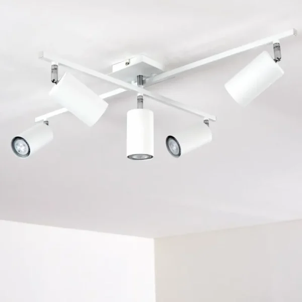 hofstein Plafonnier Zuoz Chrome, Blanc, 5 lumières* Lampes Modernes