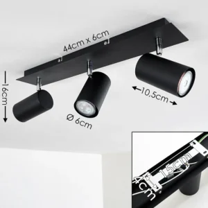 hofstein Plafonnier Zuoz Chrome, Noir, 3 lumières* Lampes Modernes