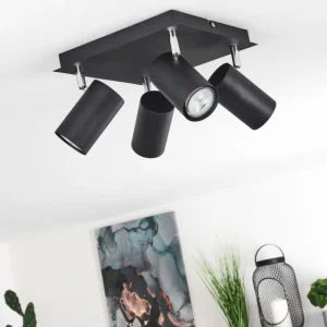 hofstein Plafonnier Zuoz Chrome, Noir, 4 lumières* Lampes Modernes