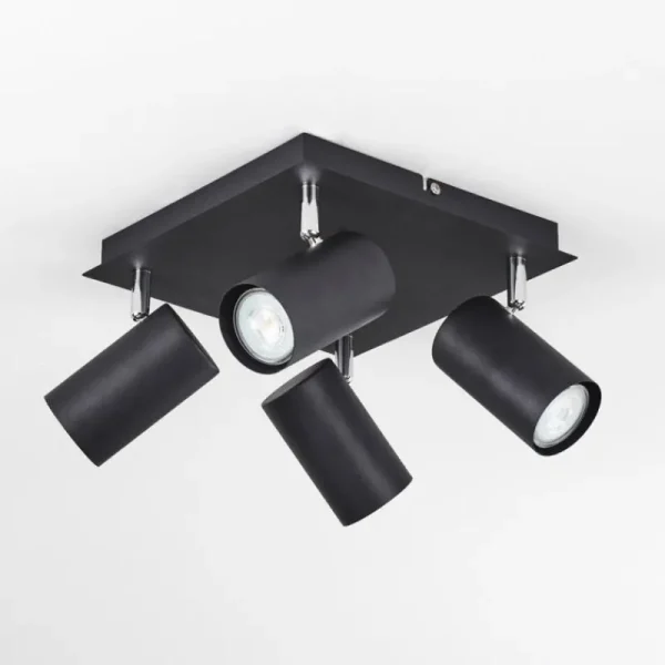 hofstein Plafonnier Zuoz Chrome, Noir, 4 lumières* Lampes Modernes