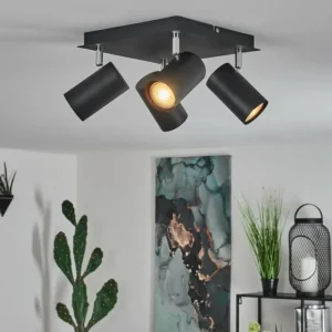 hofstein Plafonnier Zuoz Chrome, Noir, 4 lumières* Lampes Modernes