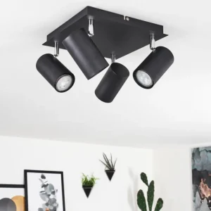hofstein Plafonnier Zuoz Chrome, Noir, 4 lumières* Lampes Modernes
