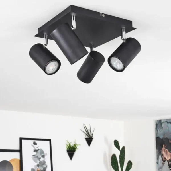 hofstein Plafonnier Zuoz Chrome, Noir, 4 lumières* Lampes Modernes