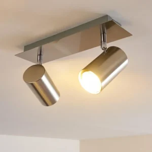 hofstein Plafonnier Zuoz Nickel mat, 2 lumières* Lampes Modernes