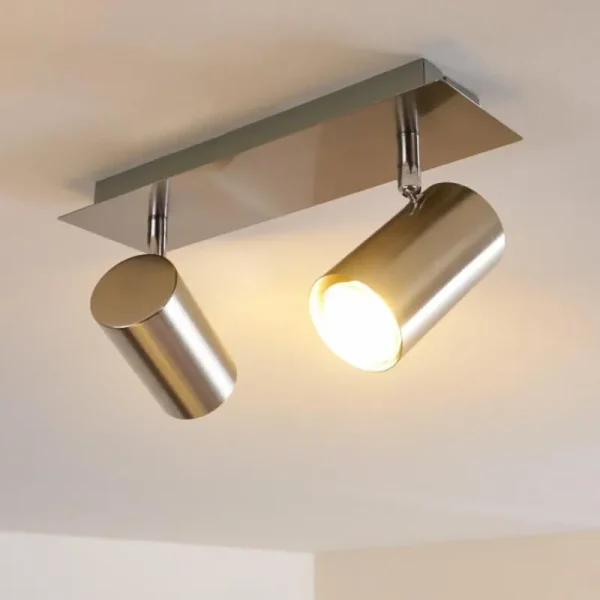 hofstein Plafonnier Zuoz Nickel mat, 2 lumières* Lampes Modernes