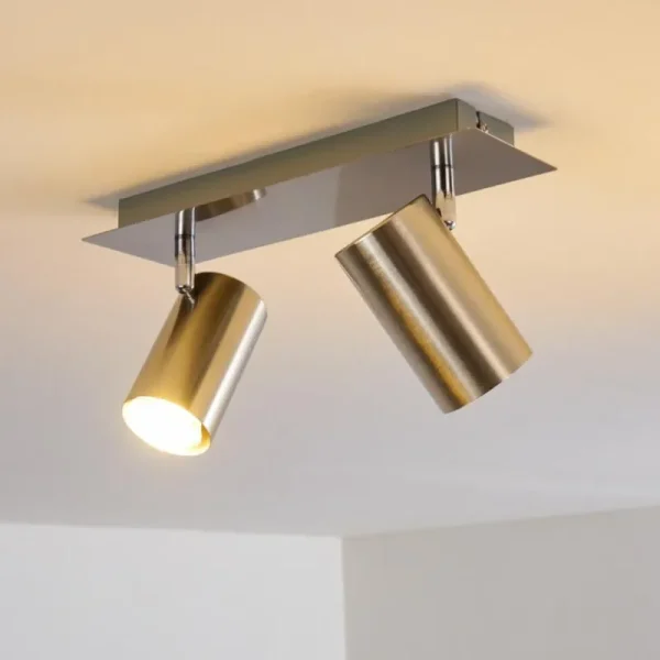 hofstein Plafonnier Zuoz Nickel mat, 2 lumières* Lampes Modernes