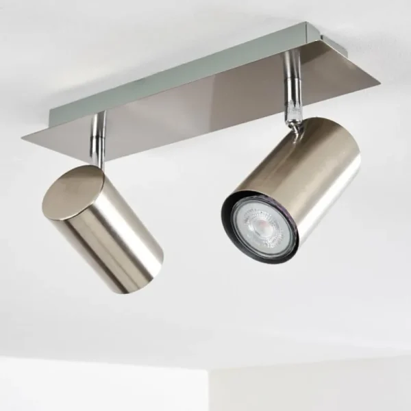 hofstein Plafonnier Zuoz Nickel mat, 2 lumières* Lampes Modernes