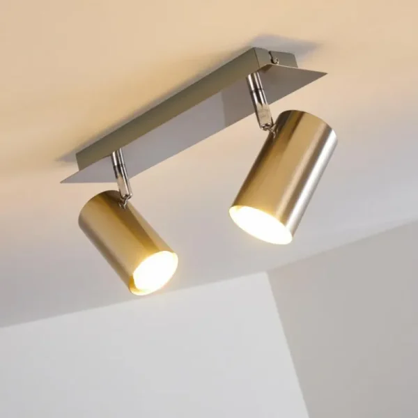 hofstein Plafonnier Zuoz Nickel mat, 2 lumières* Lampes Modernes