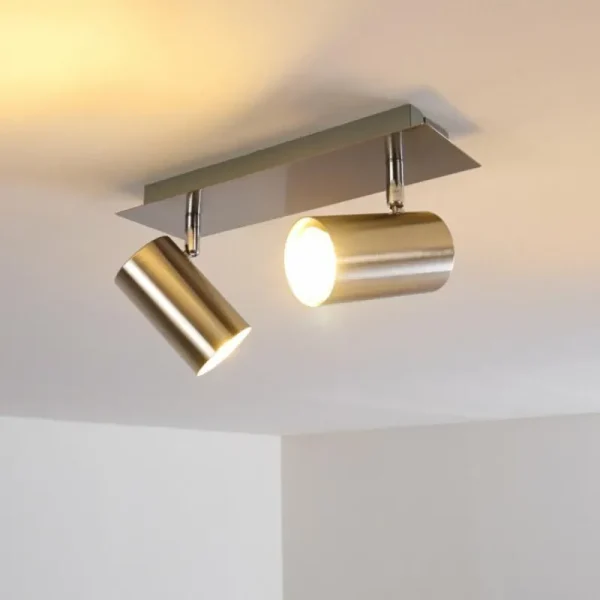hofstein Plafonnier Zuoz Nickel mat, 2 lumières* Lampes Modernes