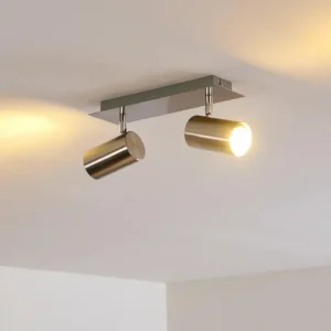 hofstein Plafonnier Zuoz Nickel mat, 2 lumières* Lampes Modernes