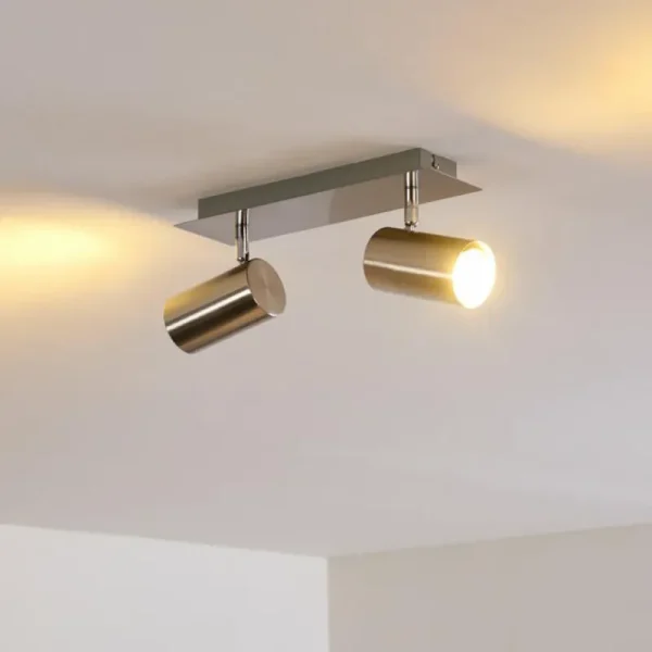 hofstein Plafonnier Zuoz Nickel mat, 2 lumières* Lampes Modernes