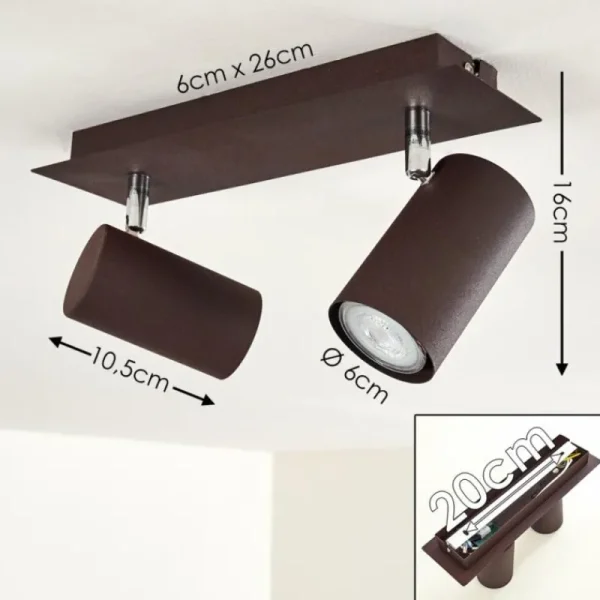 hofstein Plafonnier Zuoz Rouille, 2 lumières* Lampes Modernes