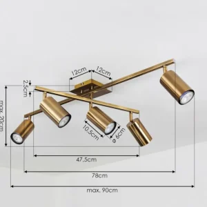 hofstein Plafonnier Zuoz Vieux laiton, 5 lumières* Lampes Modernes