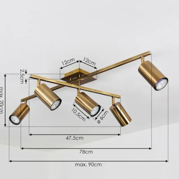 hofstein Plafonnier Zuoz Vieux laiton, 5 lumières* Lampes Modernes