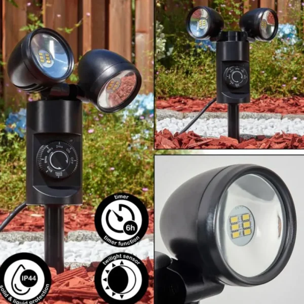 hofstein Plingshult Luminaire extérieur, Pieu, Eclairage de chemin LED Noir, 2 lumières* Lampes Modernes