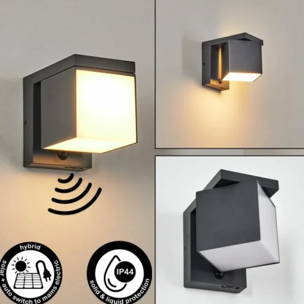 hofstein Pocilgas Lampe murale d´extérieur, Spot mural LED Anthracite, 1 lumière, Détecteur de mouvement* Lampes Modernes