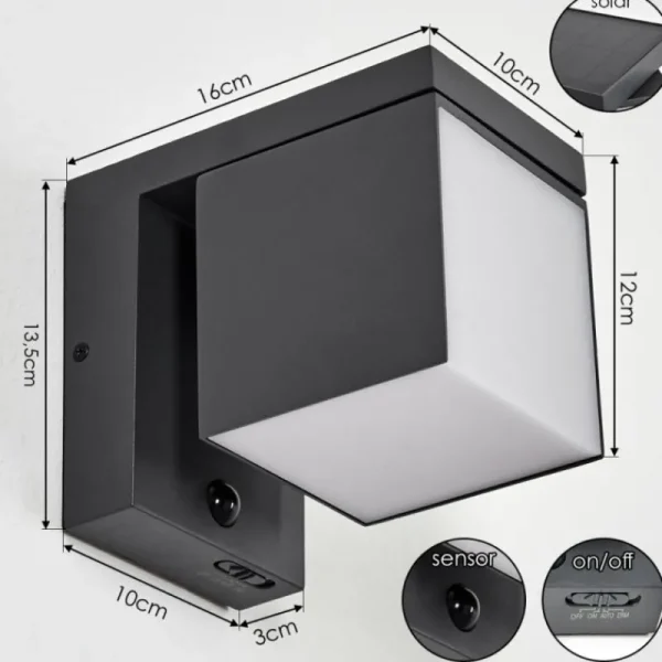 hofstein Pocilgas Lampe murale d´extérieur, Spot mural LED Anthracite, 1 lumière, Détecteur de mouvement* Lampes Modernes