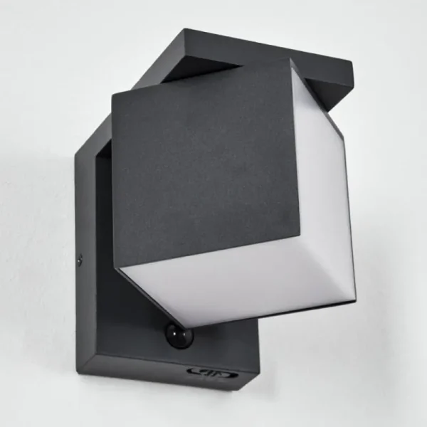 hofstein Pocilgas Lampe murale d´extérieur, Spot mural LED Anthracite, 1 lumière, Détecteur de mouvement* Lampes Modernes