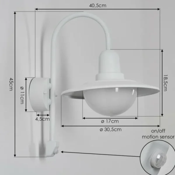 hofstein Pohei Lampe murale d´extérieur Blanc, 1 lumière, Détecteur de mouvement* Lampes Modernes