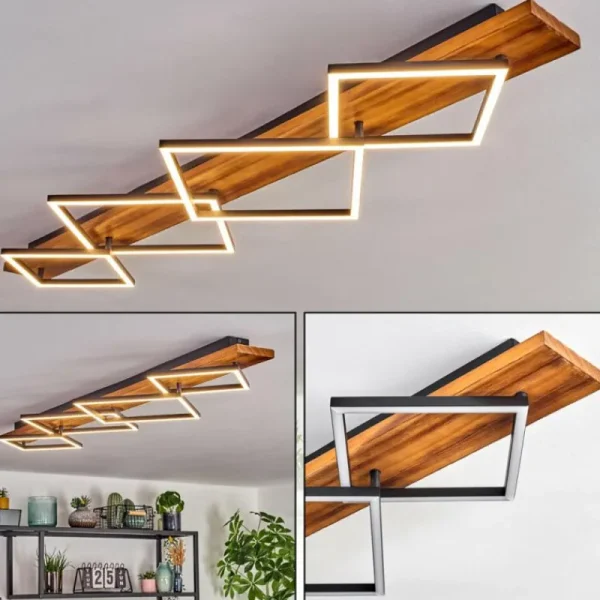 hofstein Pompu Plafonnier LED Brun foncé, Noir, 1 lumière* Lampes Modernes