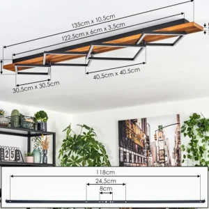hofstein Pompu Plafonnier LED Brun foncé, Noir, 1 lumière* Lampes Modernes