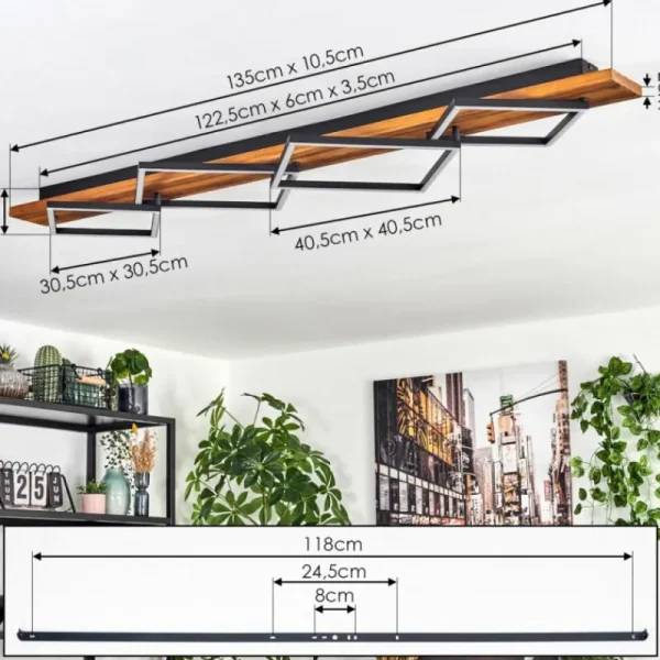 hofstein Pompu Plafonnier LED Brun foncé, Noir, 1 lumière* Lampes Modernes
