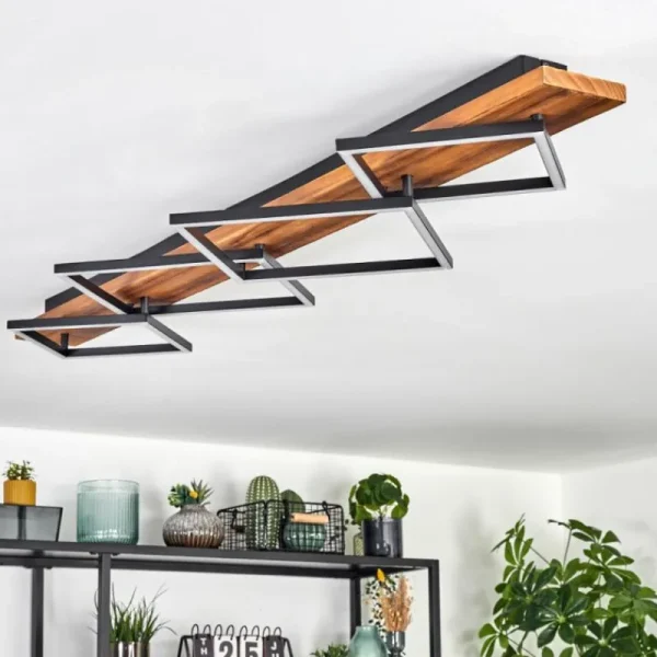 hofstein Pompu Plafonnier LED Brun foncé, Noir, 1 lumière* Lampes Modernes