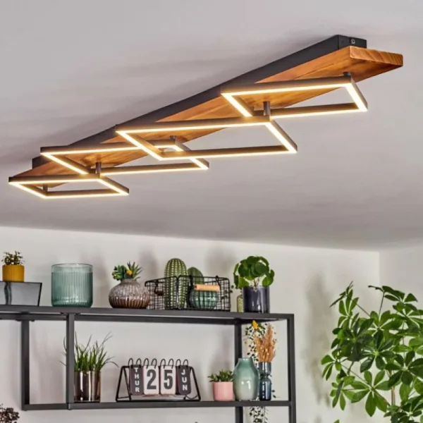 hofstein Pompu Plafonnier LED Brun foncé, Noir, 1 lumière* Lampes Modernes