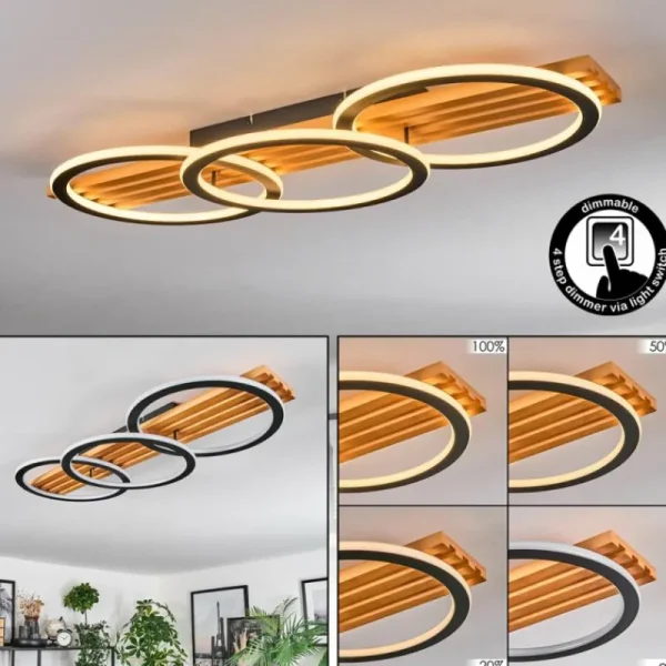 hofstein Pompu Plafonnier LED Écru, Noir, 1 lumière* Lampes Modernes