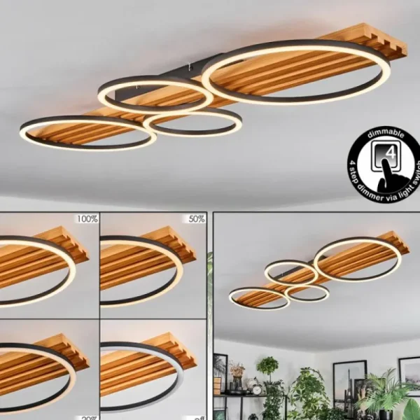 hofstein Pompu Plafonnier LED Écru, Noir, 1 lumière* Lampes Modernes