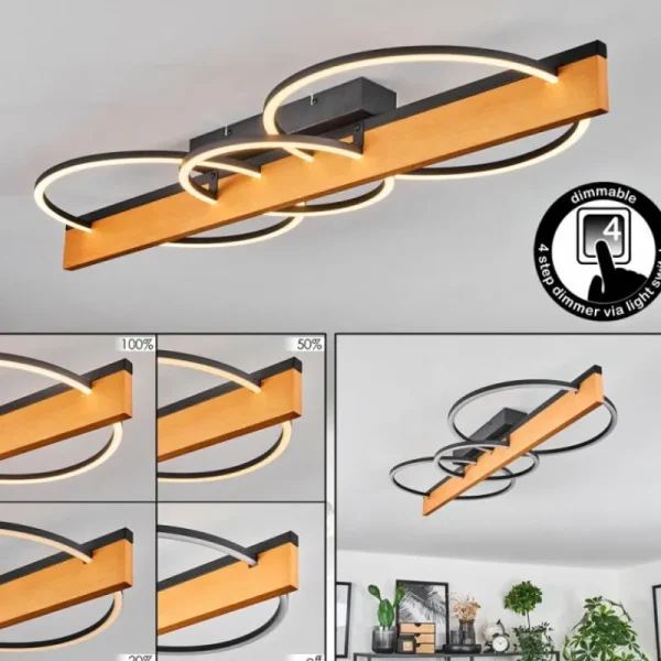 hofstein Pompu Plafonnier LED Écru, Noir, 1 lumière* Lampes Modernes