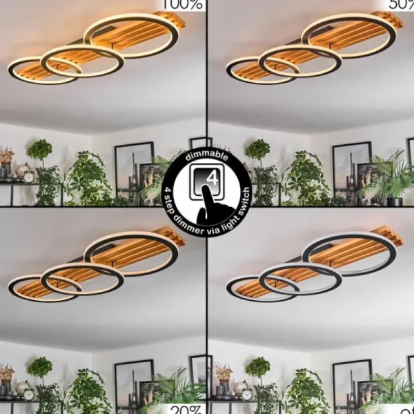 hofstein Pompu Plafonnier LED Écru, Noir, 1 lumière* Lampes Modernes