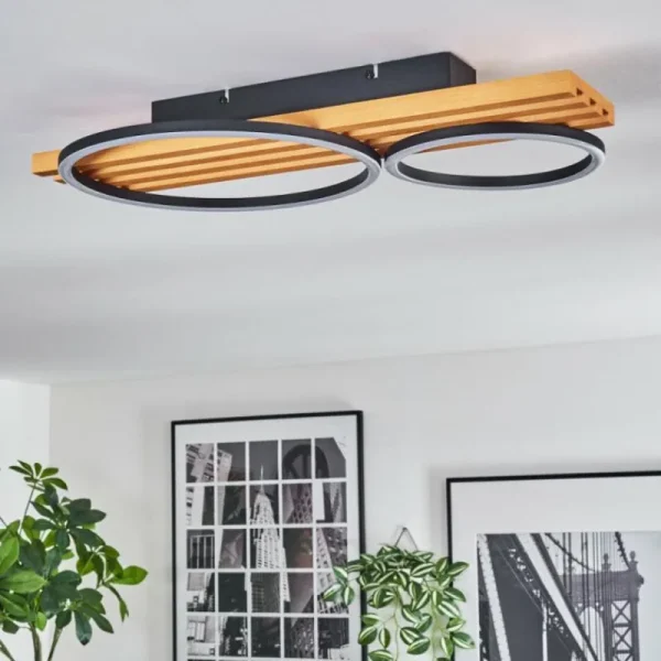 hofstein Pompu Plafonnier LED Écru, Noir, 1 lumière* Lampes Modernes